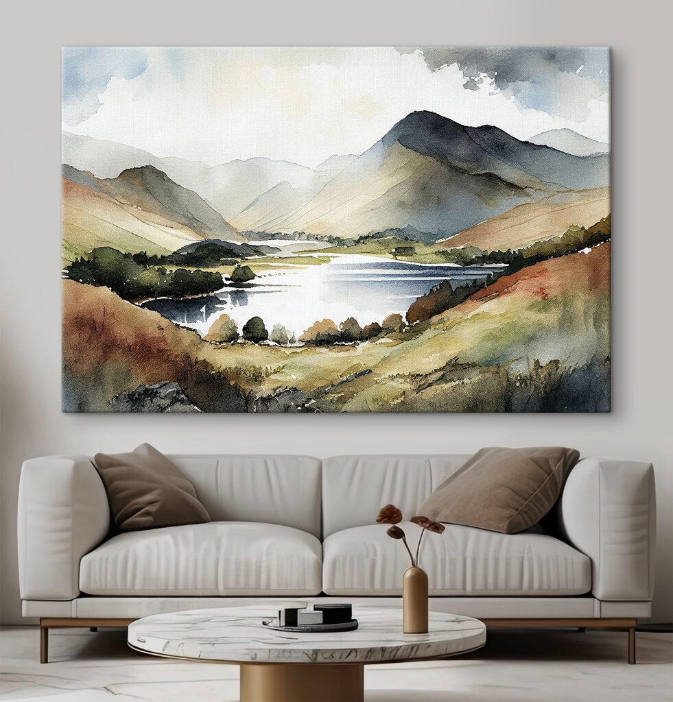 Lac d’altitude à l’aquarelle — intérieur 1