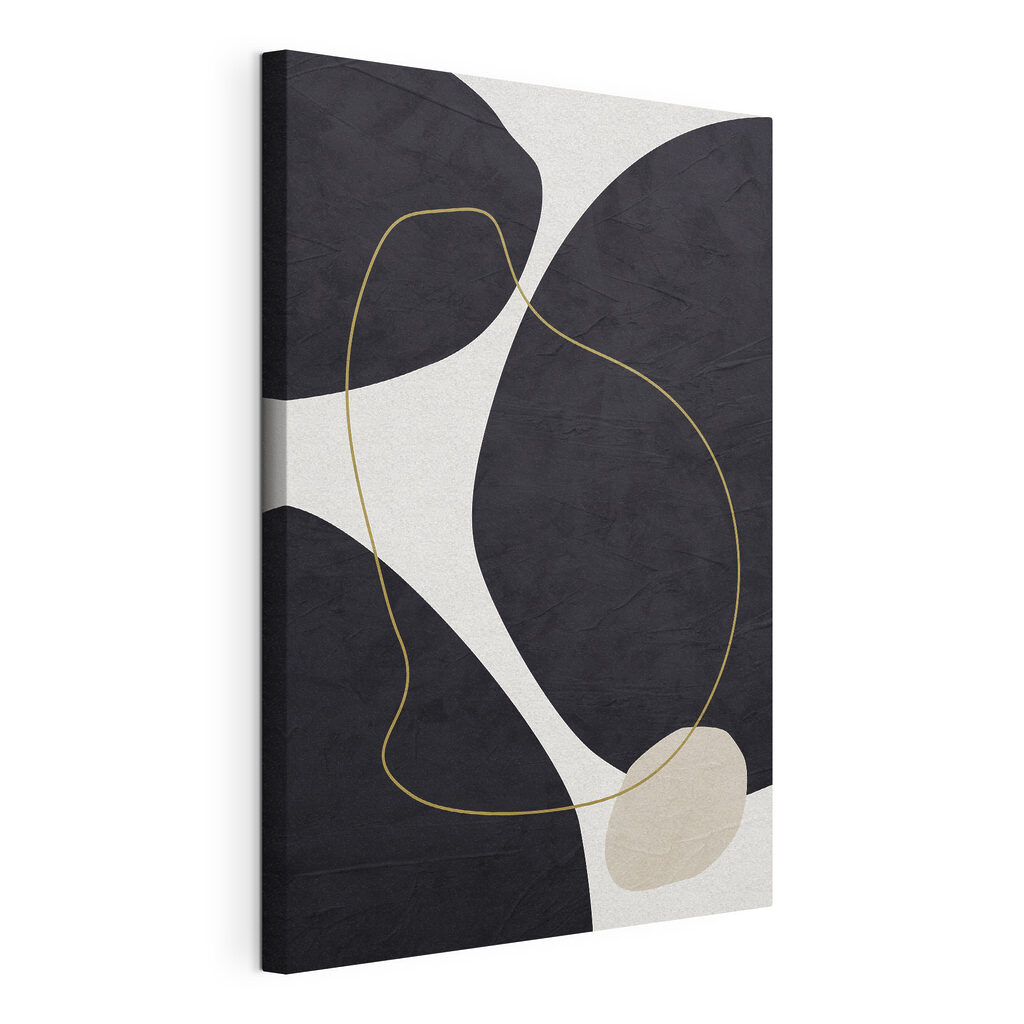 Rencontre de formes noires, toile tendue et bord enveloppé