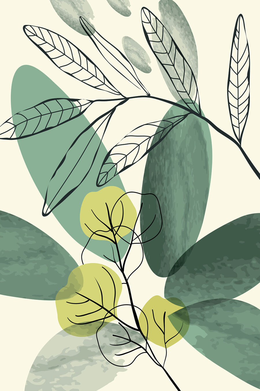 Feuille verte en contours — motif complet