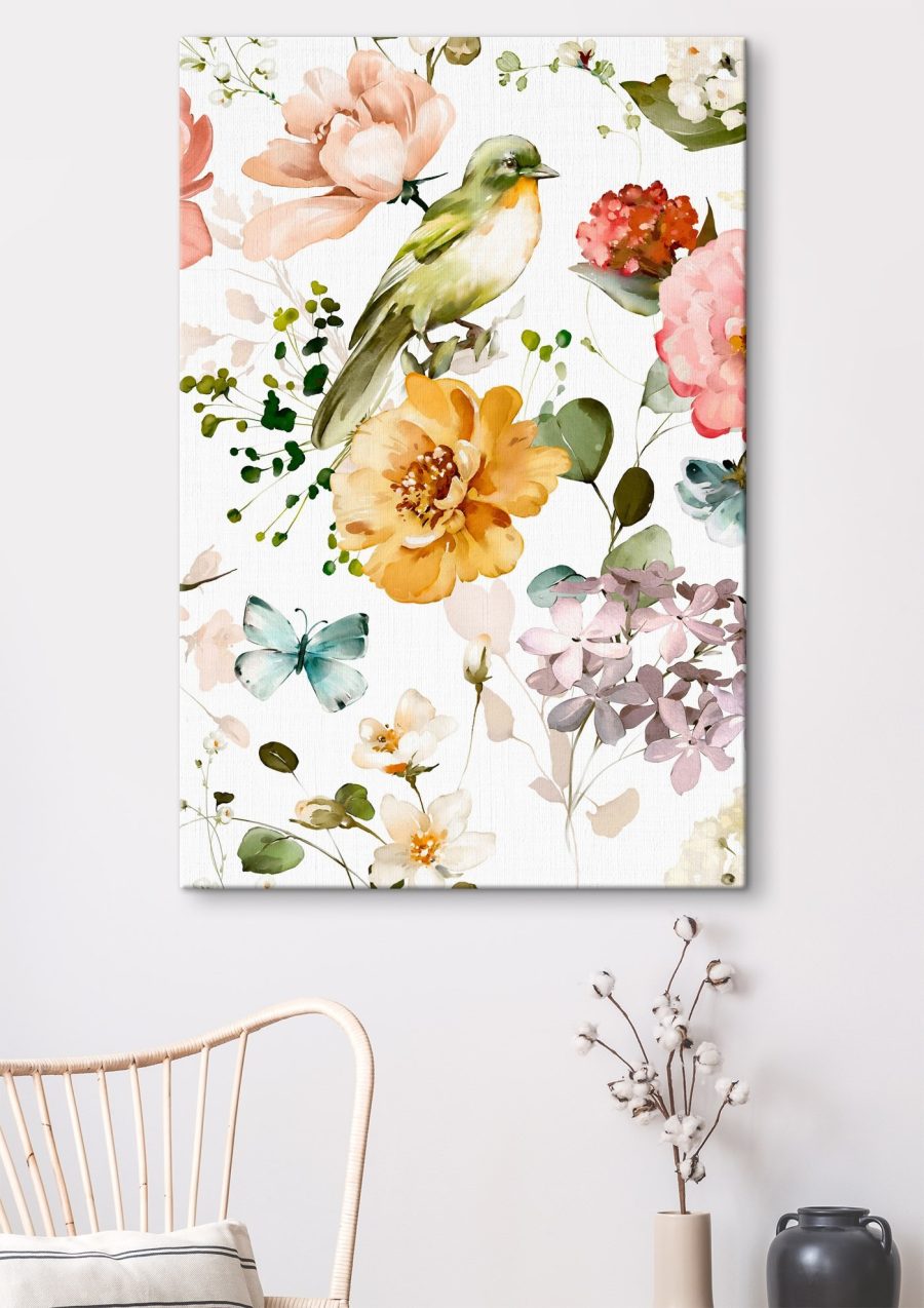 Oiseau parmi les fleurs — intérieur 2