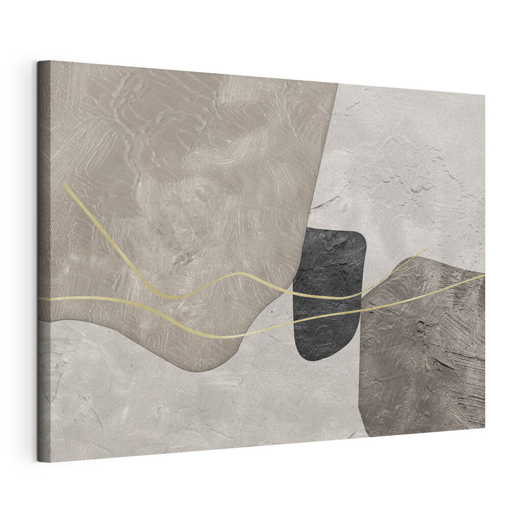 Formes traversées d’or, toile tendue et bord enveloppé