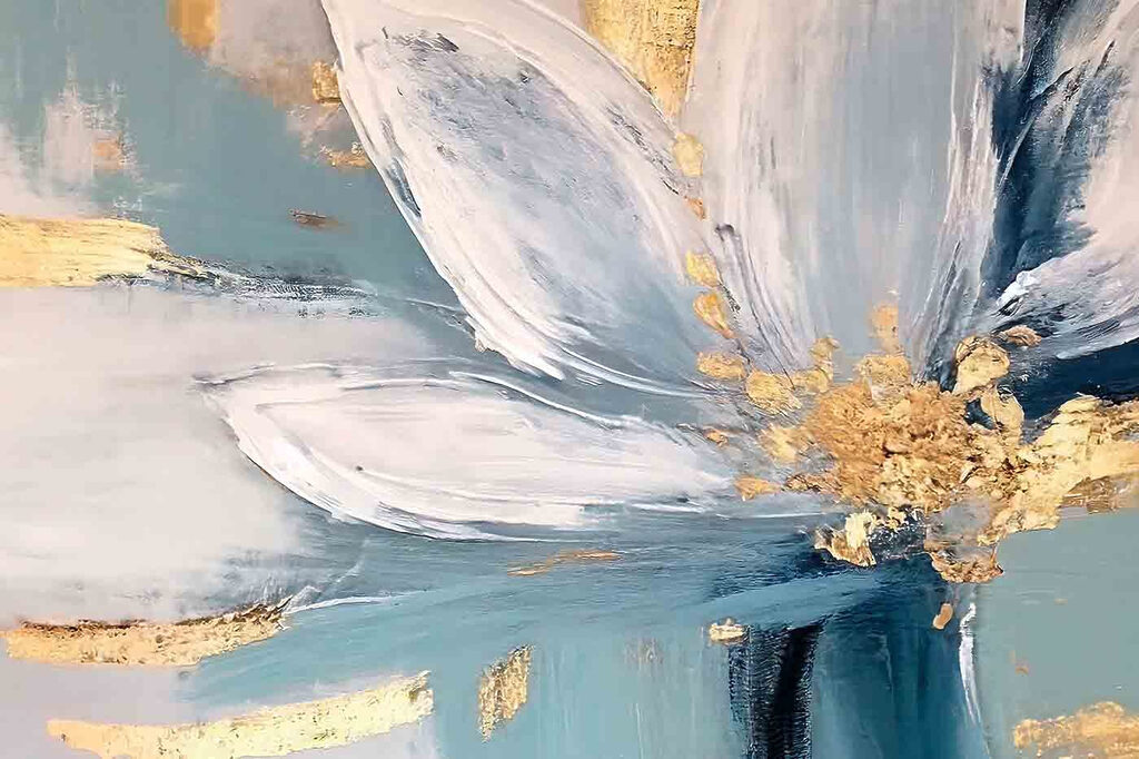 Fleur blanche et or — motif complet