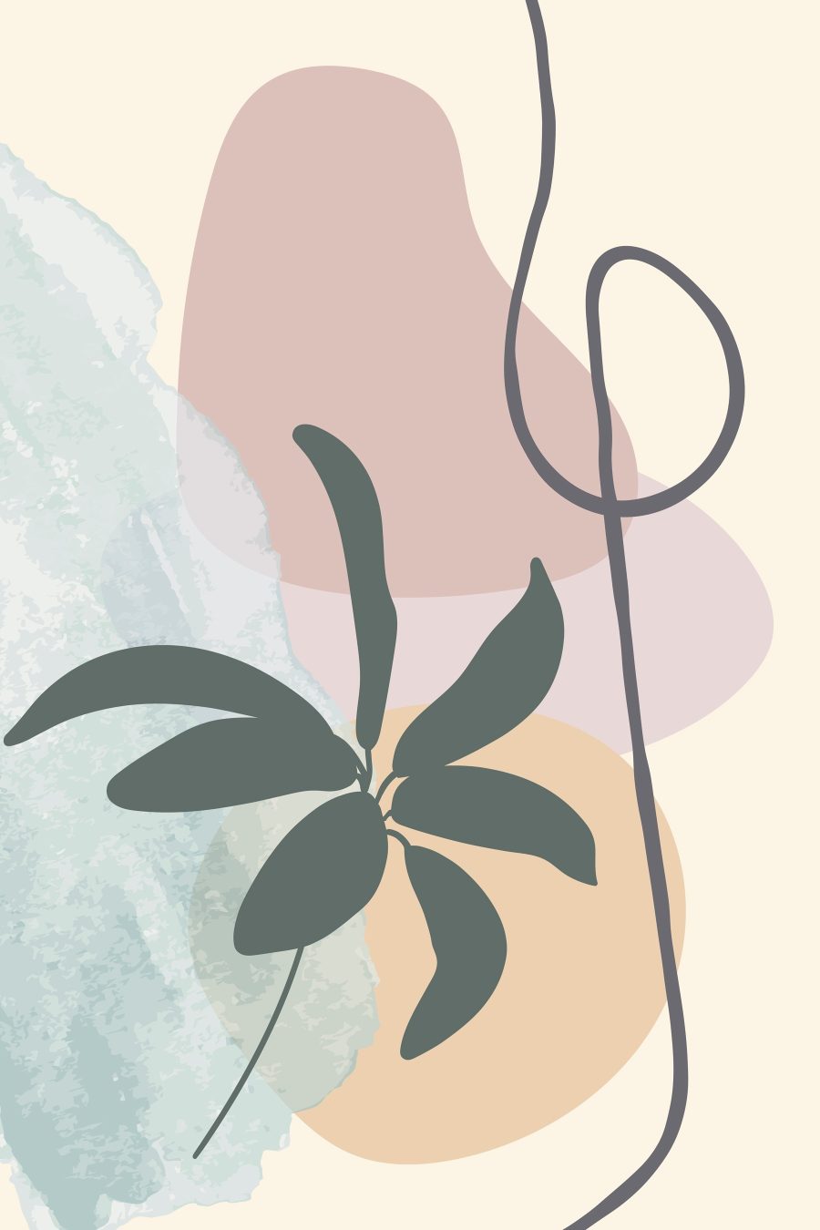 Plante et spirale — motif complet