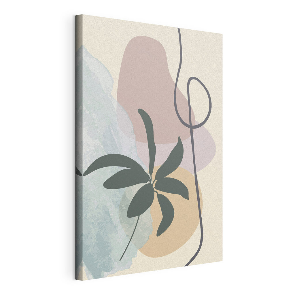Plante et spirale, toile tendue et bord enveloppé