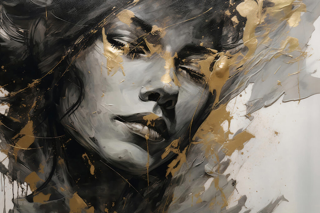 Portrait aux touches d’or — motif complet