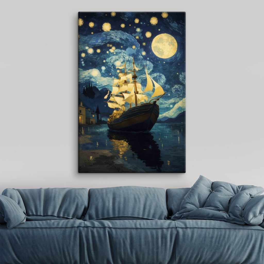 Voilier sous la lune — intérieur 2
