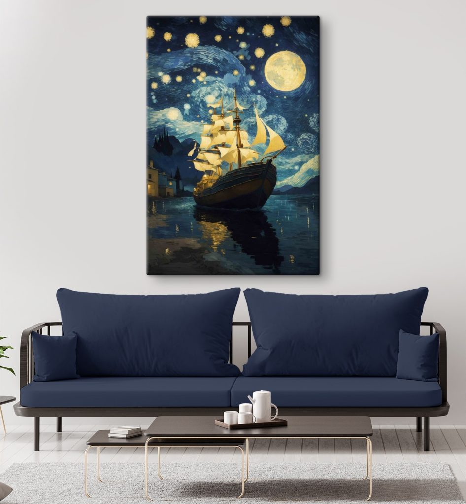 Voilier sous la lune — intérieur 3