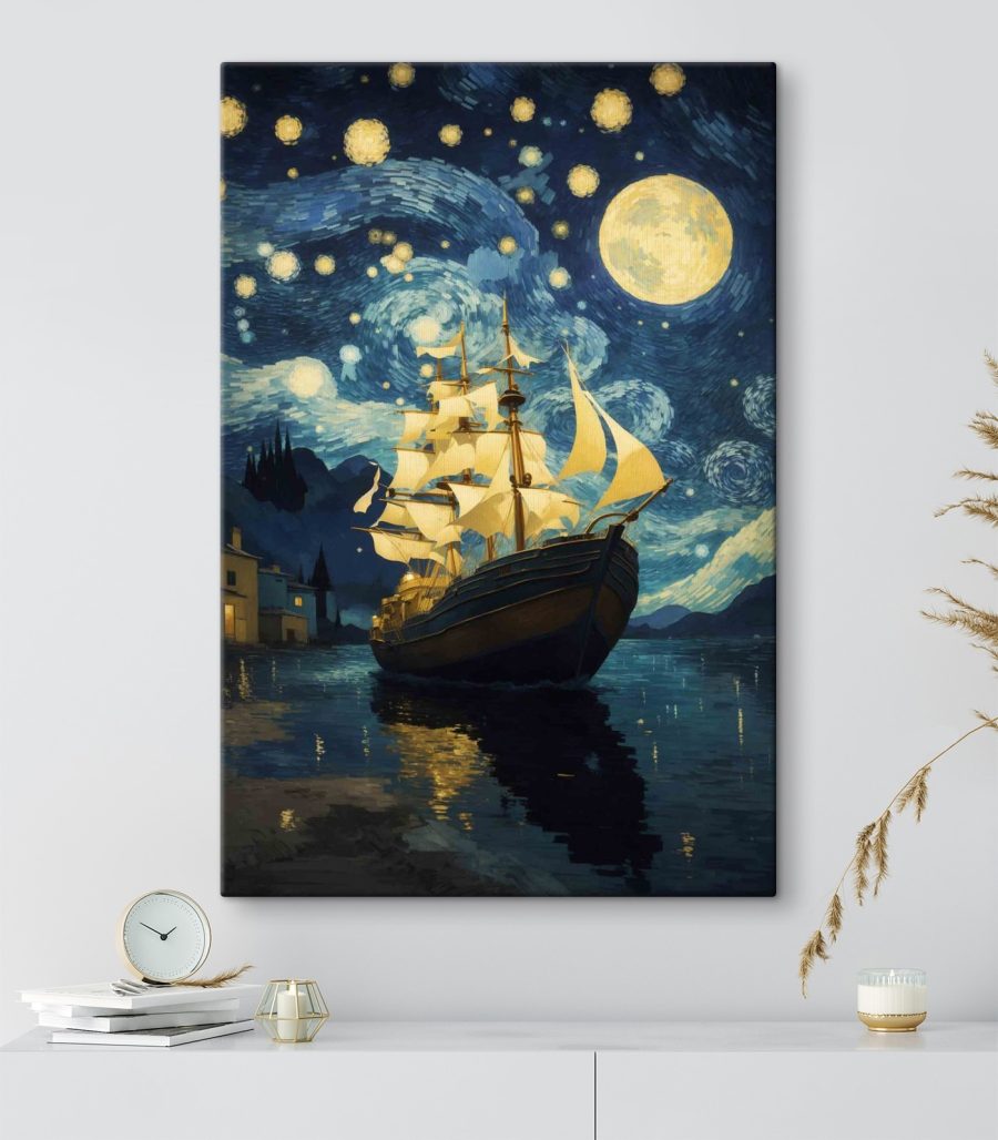 Voilier sous la lune — intérieur 1
