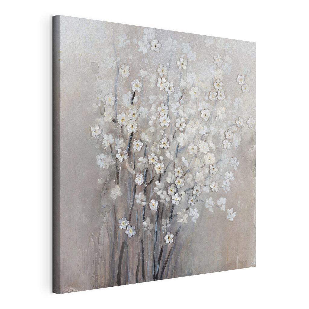Gerbe blanche élancée, toile tendue et bord enveloppé