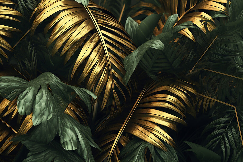 Palmes à l’ombre dorée — motif complet