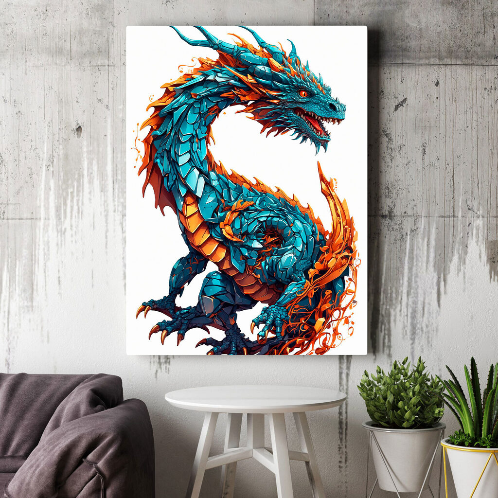 Dragon bleu et orange — intérieur 1