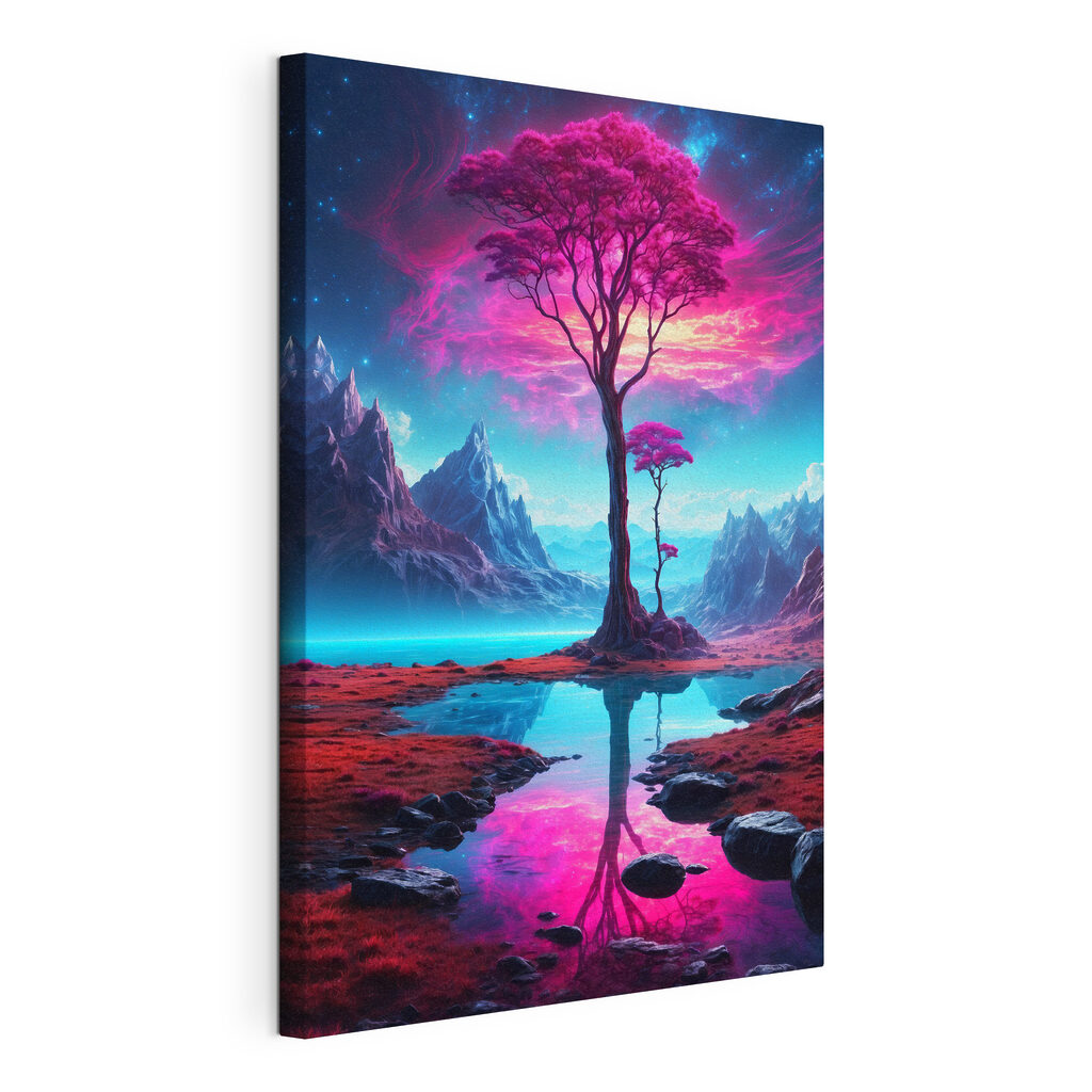 Arbre et son reflet, toile tendue et bord enveloppé