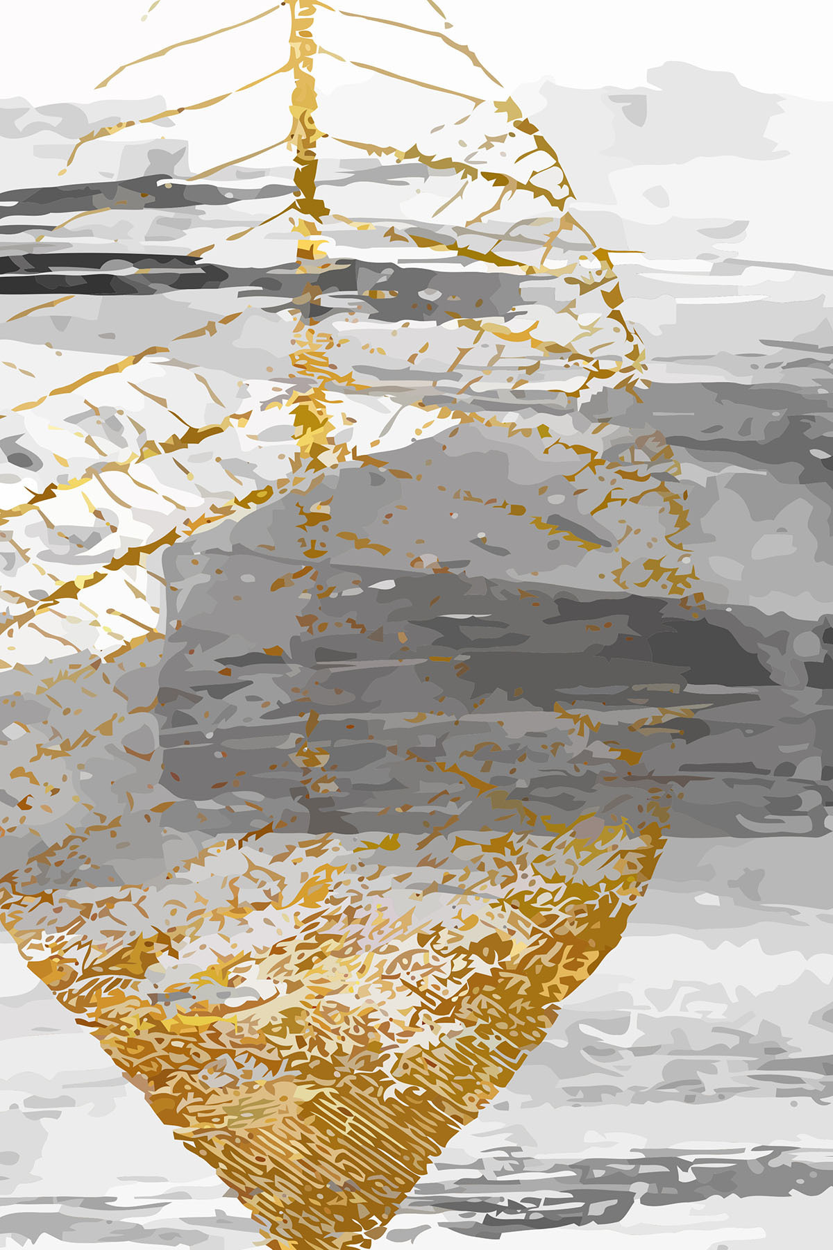 Feuille aux tons sobres — motif complet