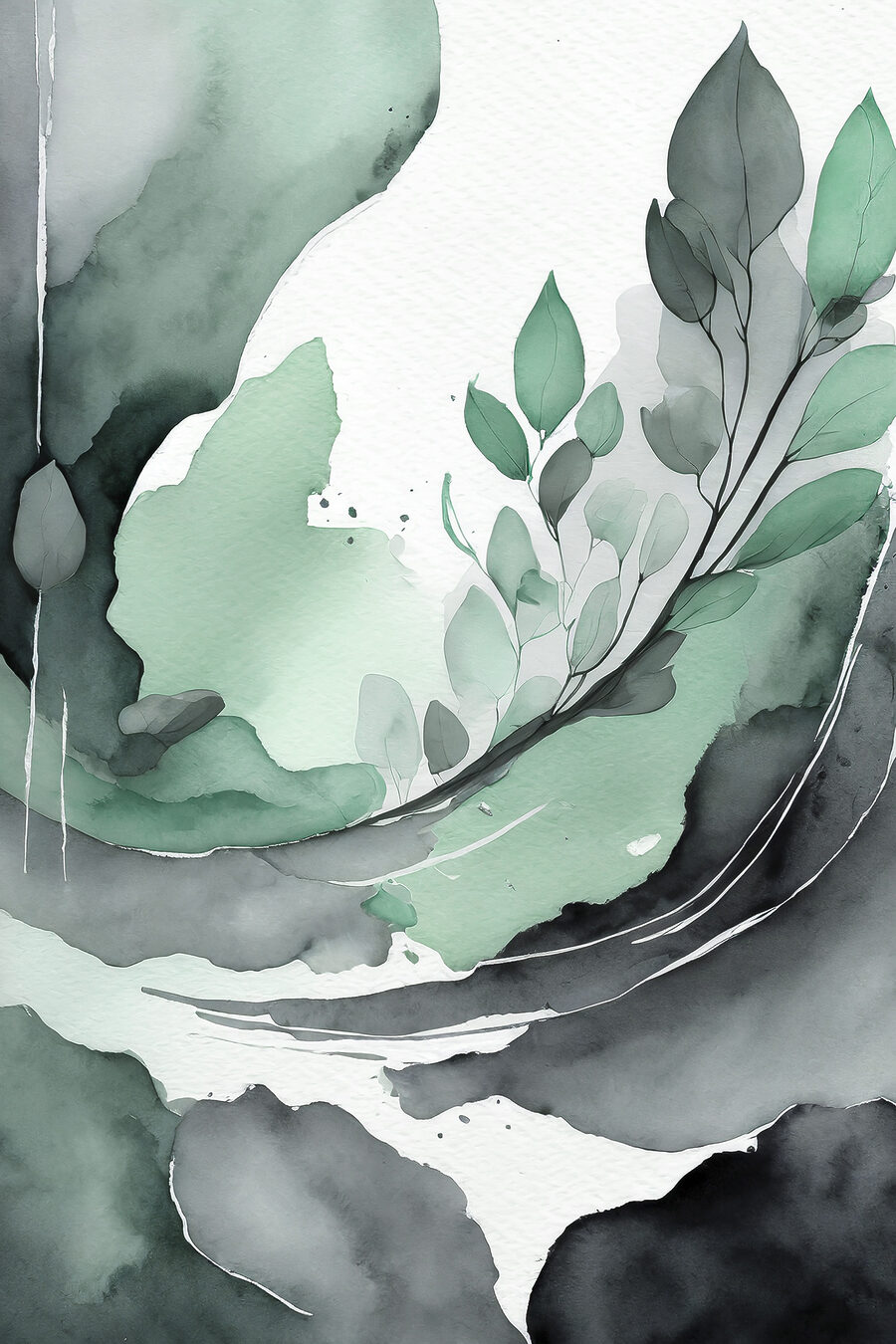 Plante à l’aquarelle — motif complet