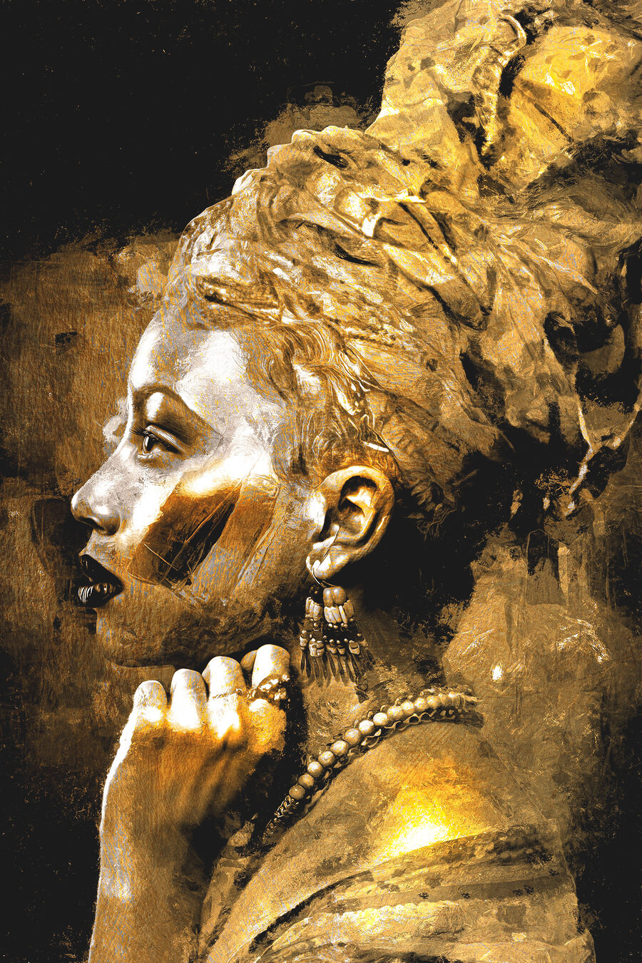 Portrait sur fond sombre — motif complet