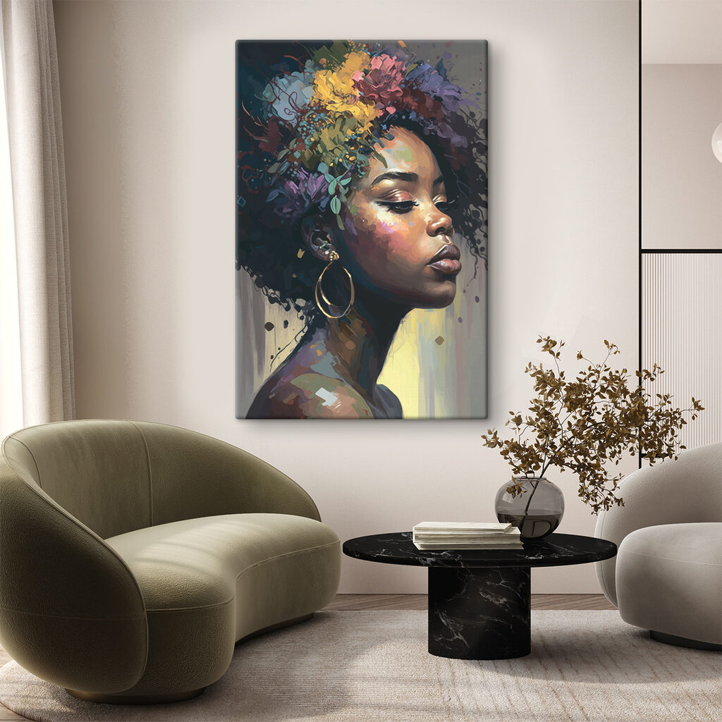 Chevelure en fleurs dans un intérieur