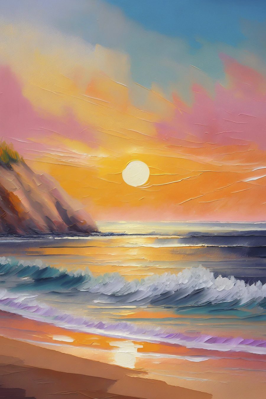 Plage baignée de lumière — motif complet