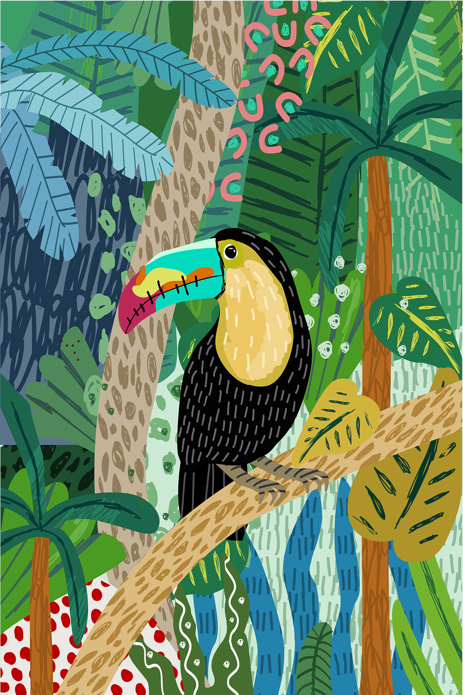 Oiseau au grand bec — motif complet