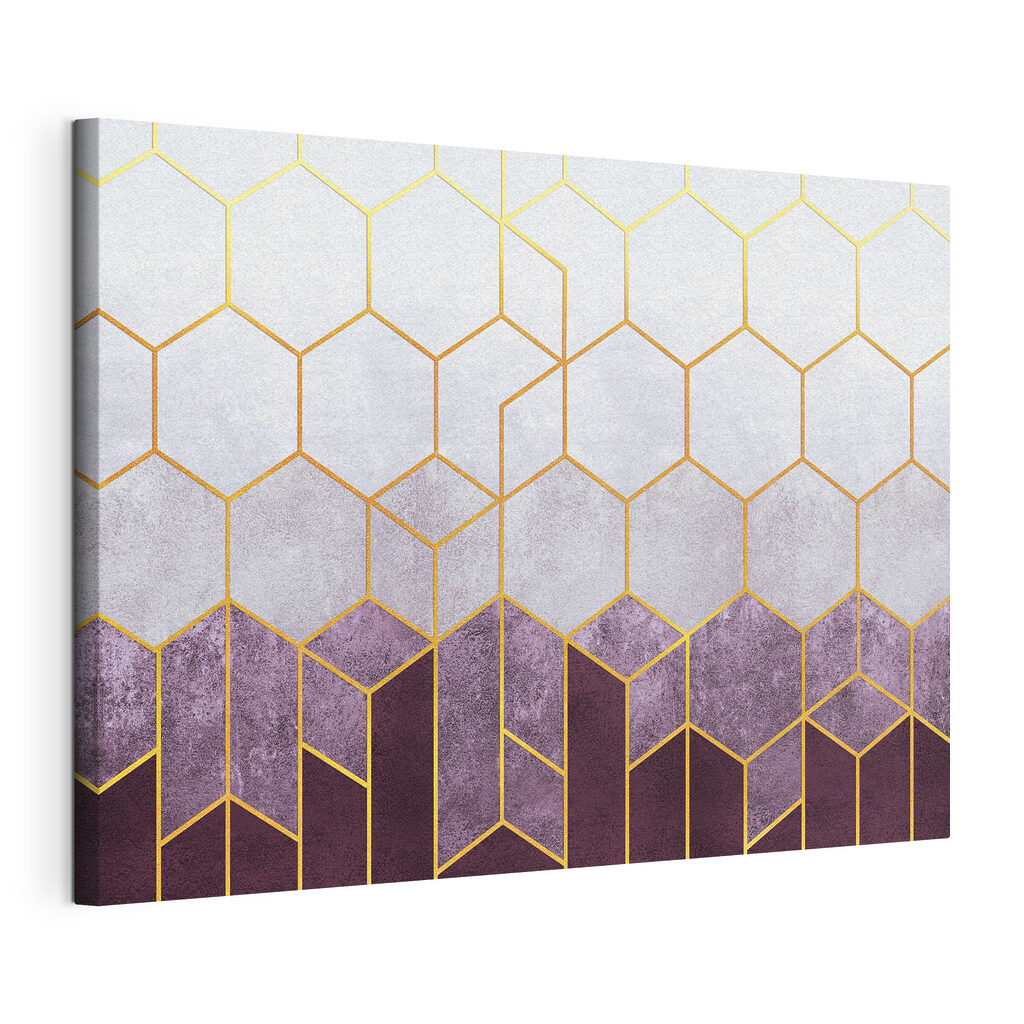Hexagones en dégradé, toile tendue et bord enveloppé