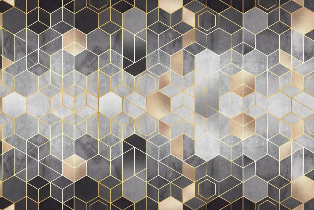 Hexagones en profondeur — motif complet