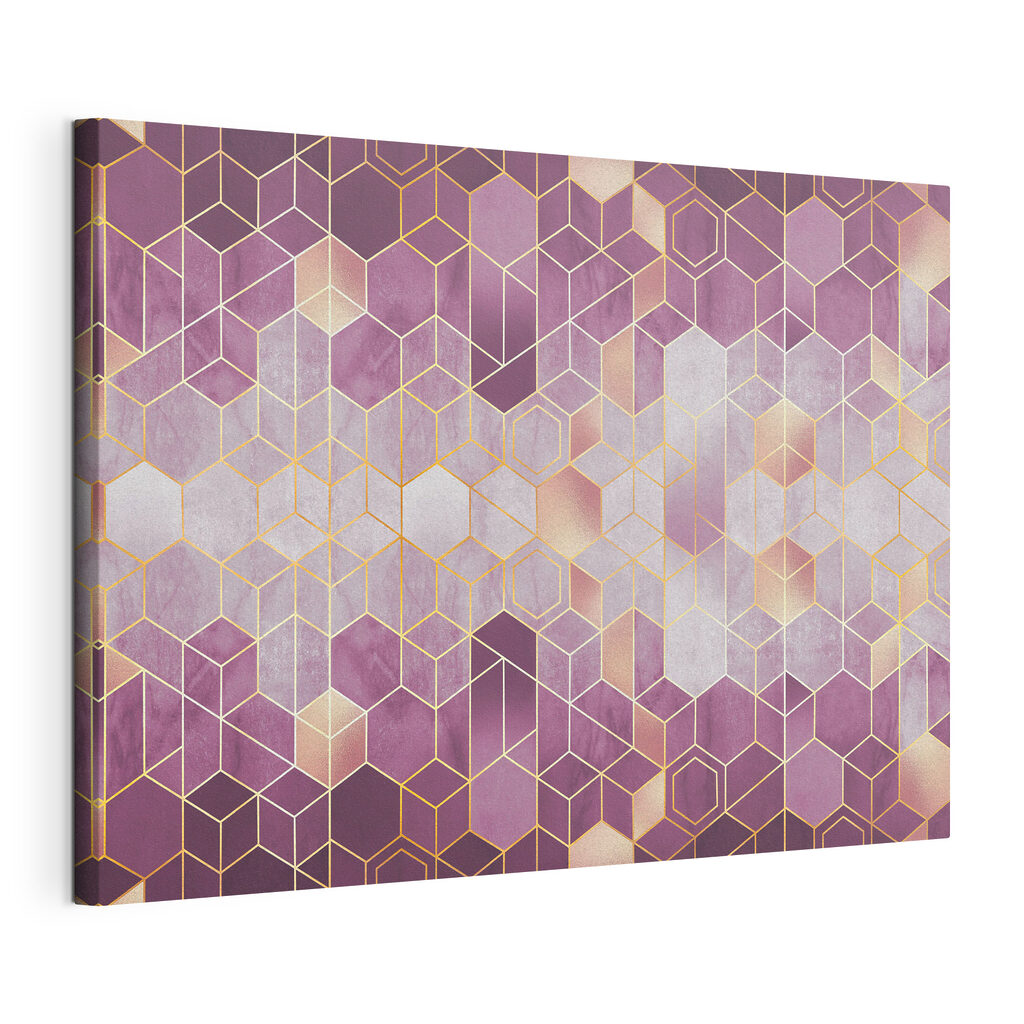 Hexagones en profondeur, toile tendue et bord enveloppé