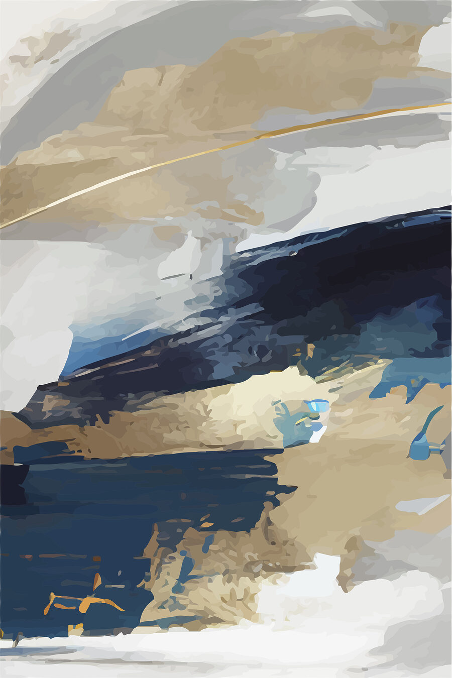 Bleu et traces dorées — motif complet