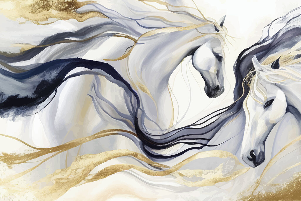 Chevaux en lignes ondulantes — motif complet
