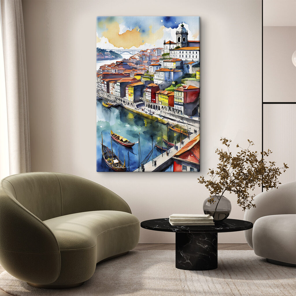 Ville fluviale à l’aquarelle — intérieur 1