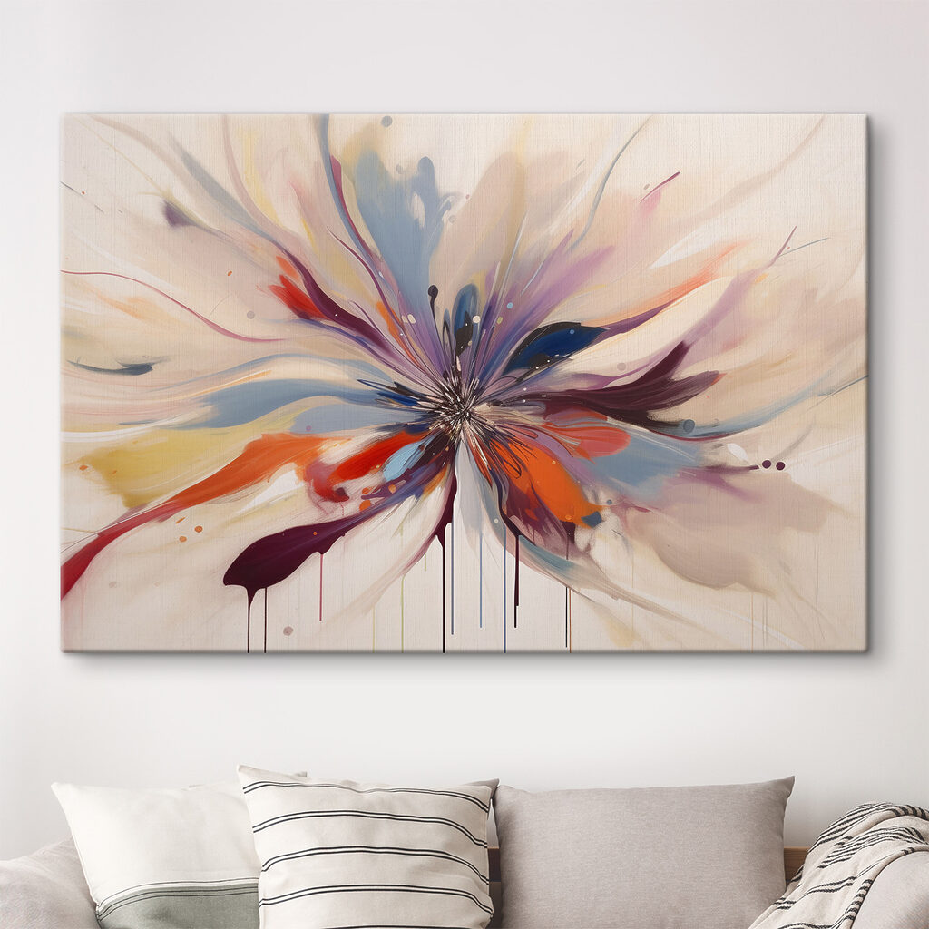 Fleur aux coulures dans un intérieur
