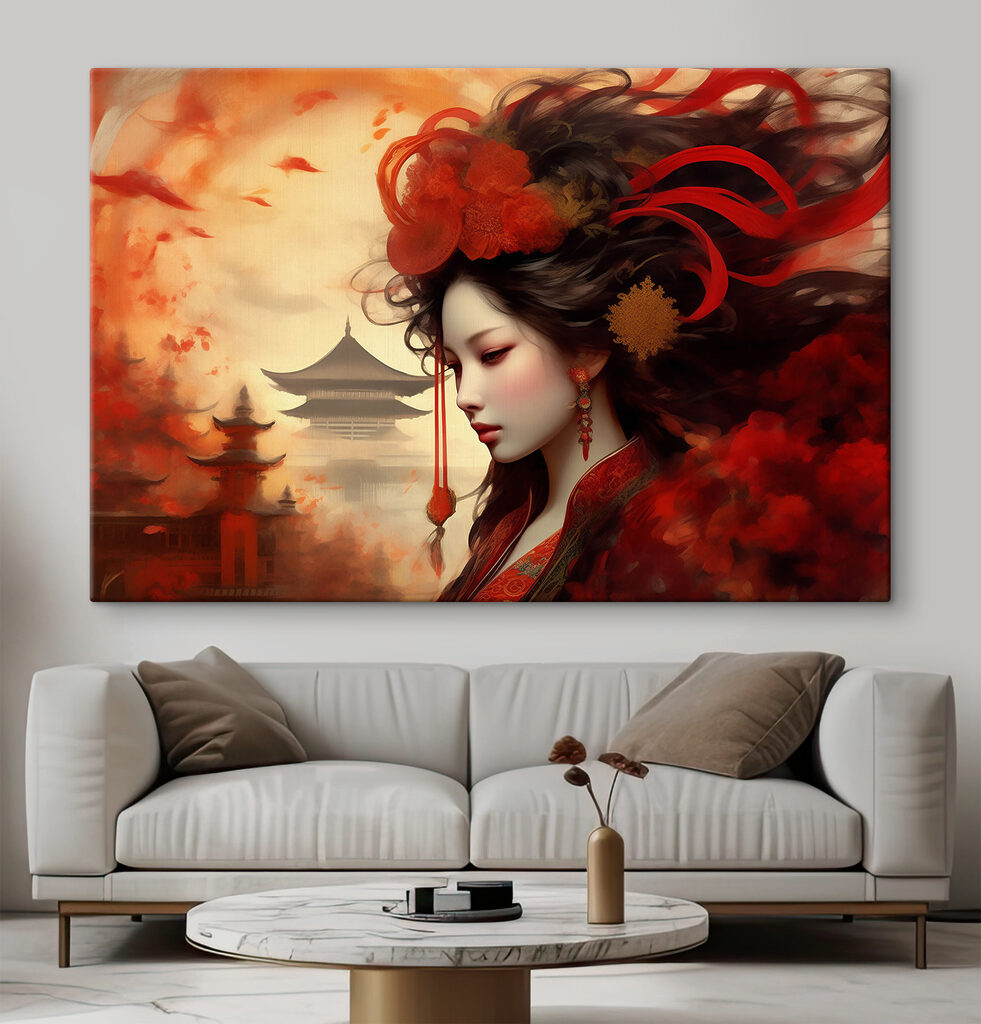 Femme aux fleurs rouges — intérieur 1