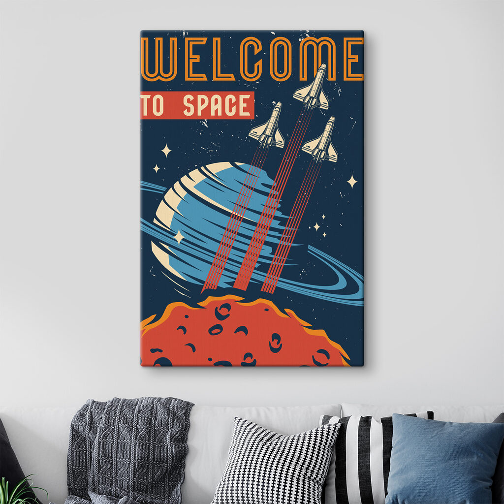 Bienvenue dans l’espace dans un intérieur