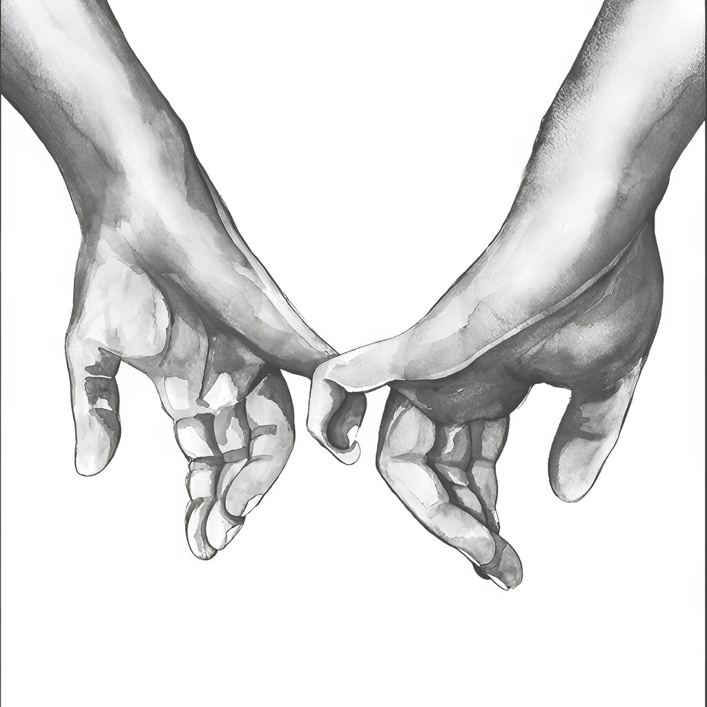 Mains qui se trouvent — motif complet
