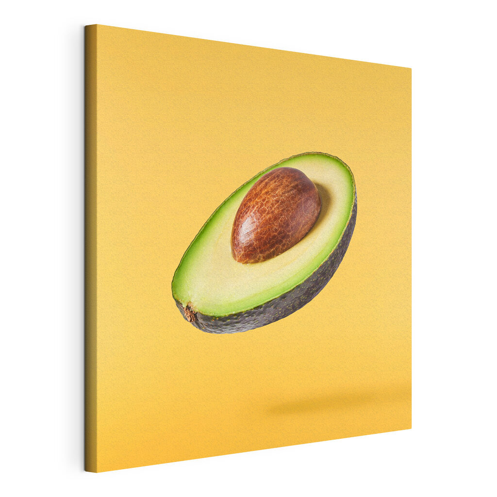 Avocat coupé en deux, toile tendue et bord enveloppé