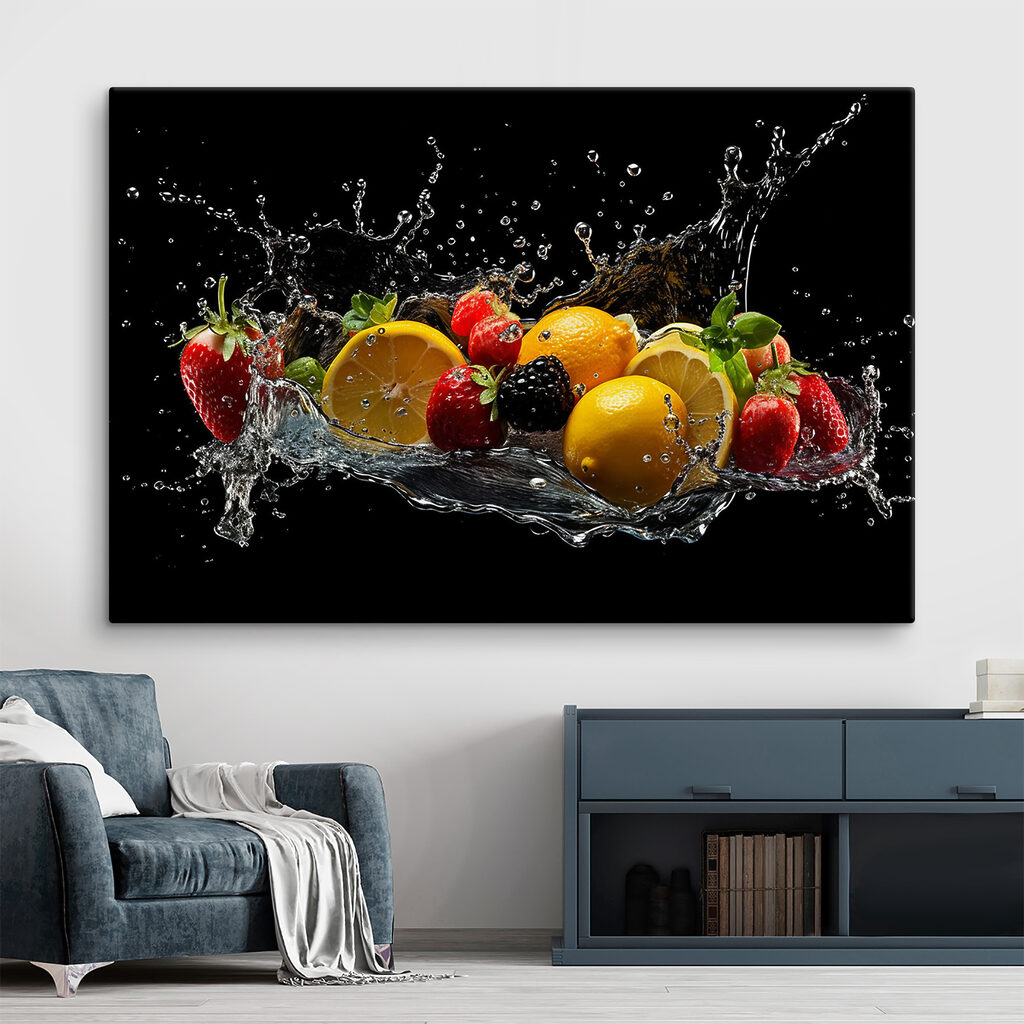 Fruits et éclaboussures dans un intérieur