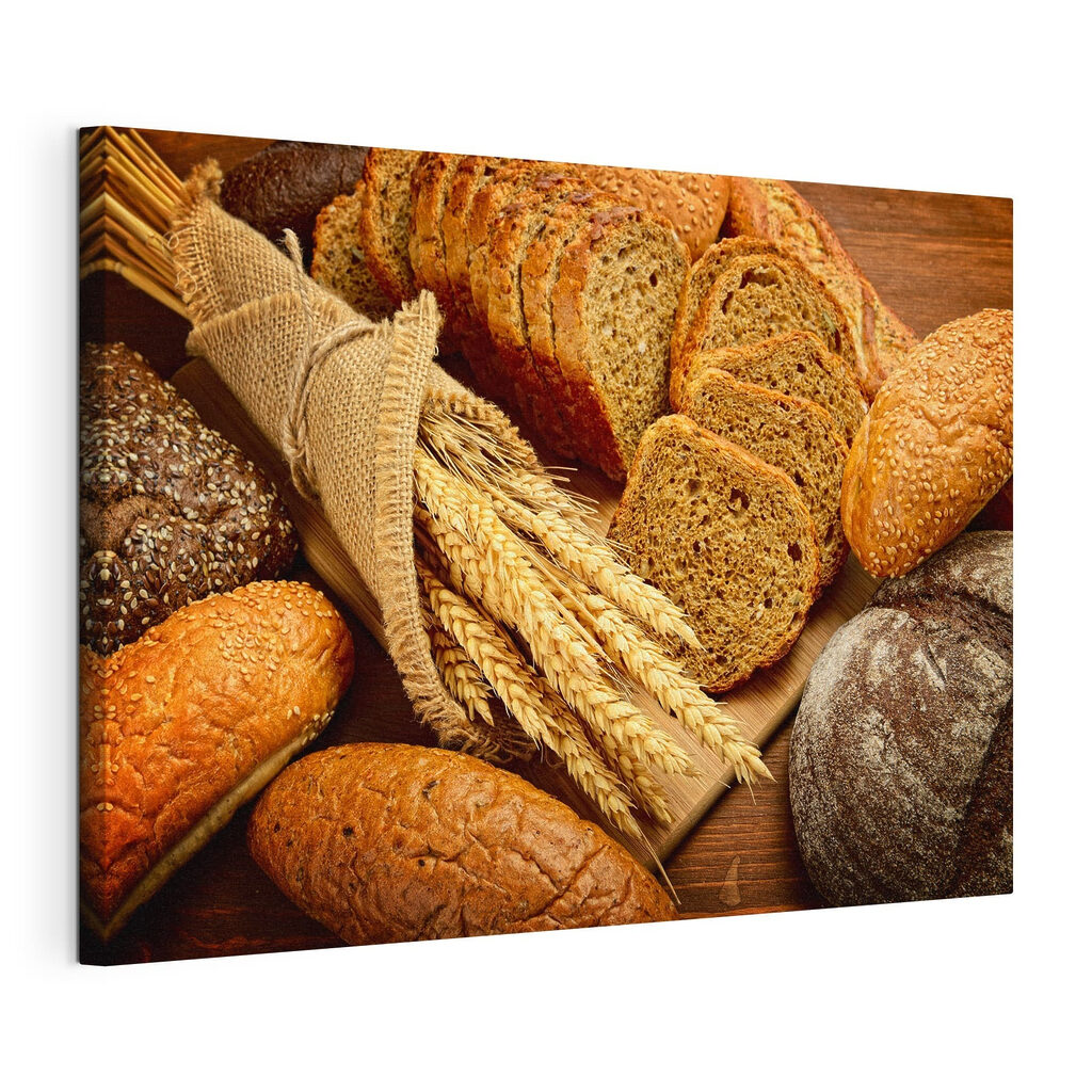 Pains aux croûtes dorées, toile tendue et bord enveloppé