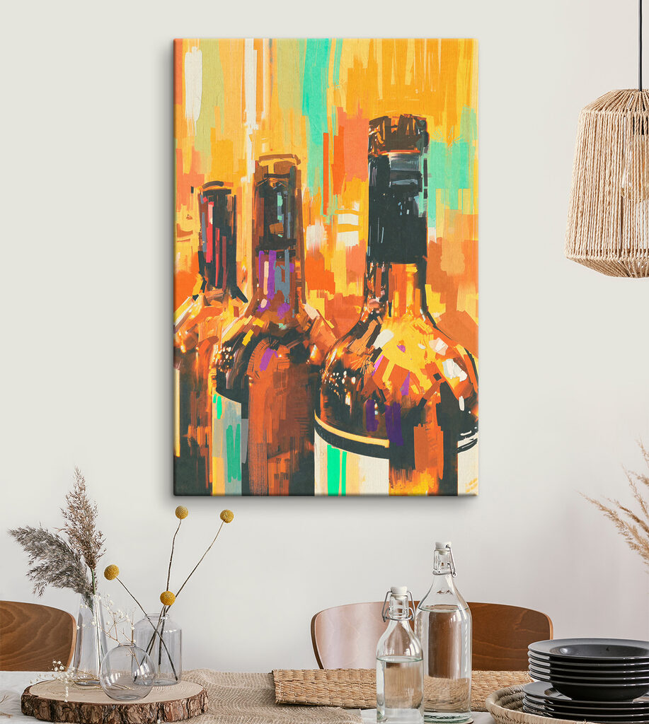 Bouteilles sur fond coloré — intérieur 1