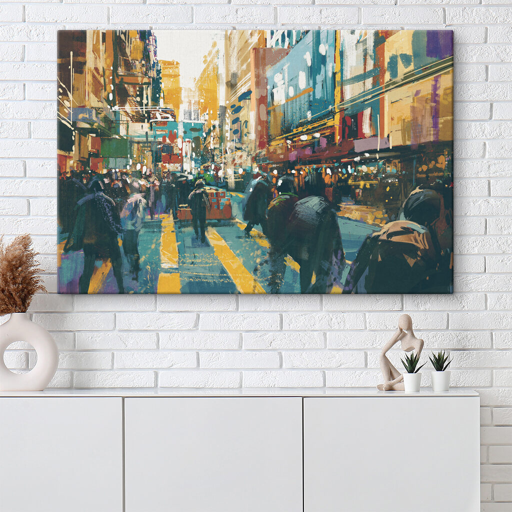 Rue commerçante animée — intérieur 1