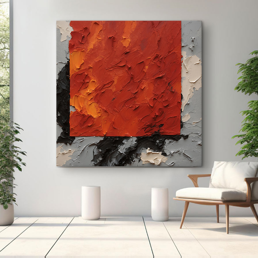 Fenêtre rouge orangé dans un intérieur