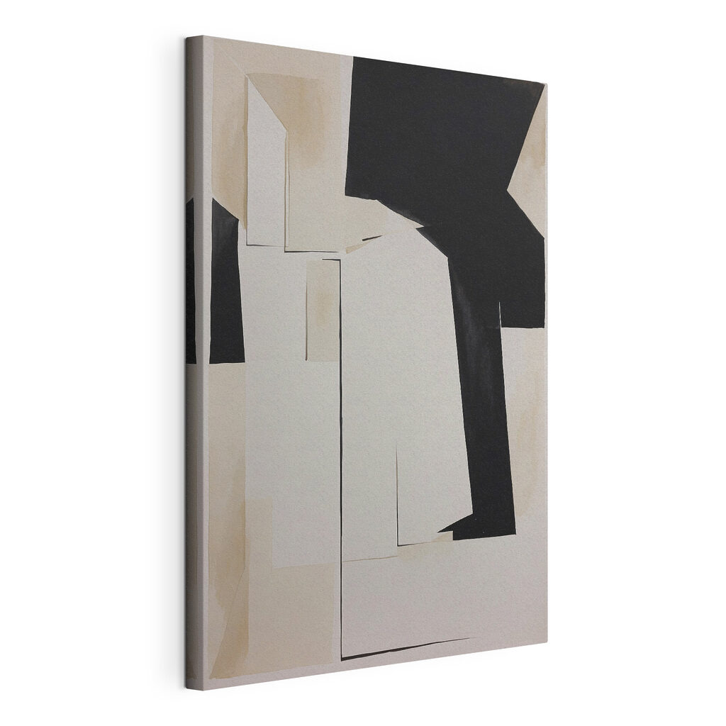Noir et crème, toile tendue et bord enveloppé