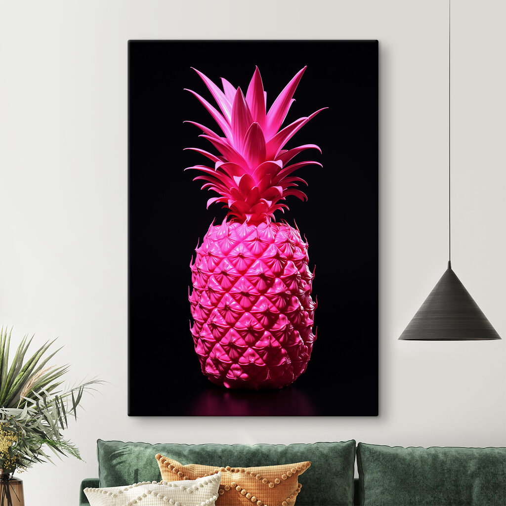 Ananas rose sur noir — intérieur 1