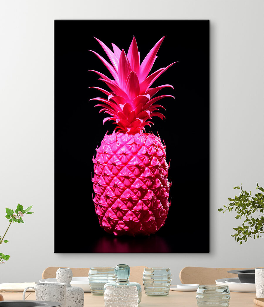 Ananas rose sur noir — intérieur 2