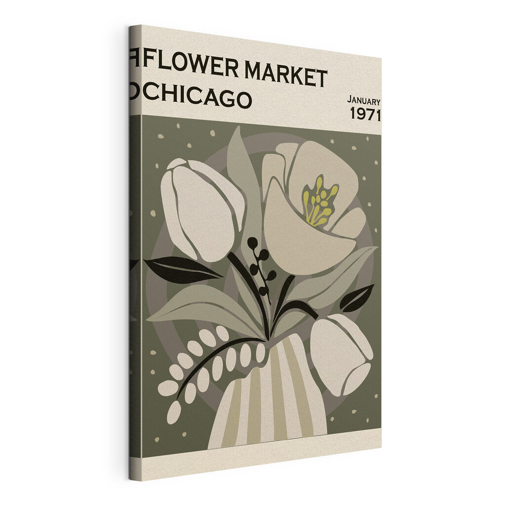 Fleurs de Chicago, toile tendue et bord enveloppé