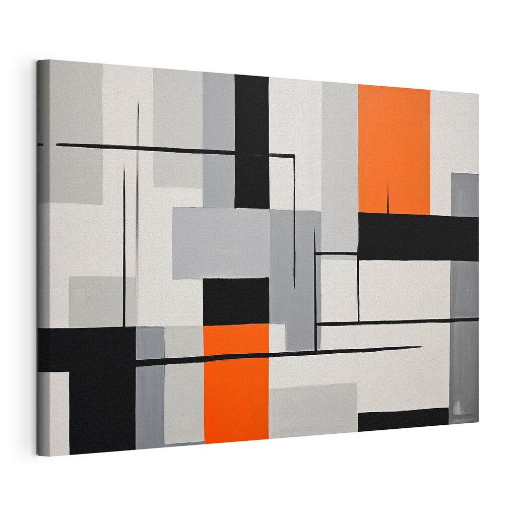 Rectangles et lignes noires, toile tendue et bord enveloppé