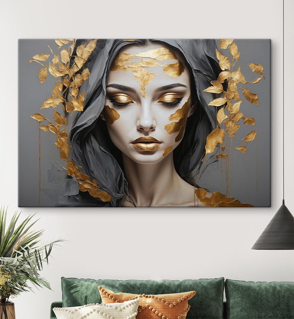 Visage entre feuilles d’or — intérieur 2