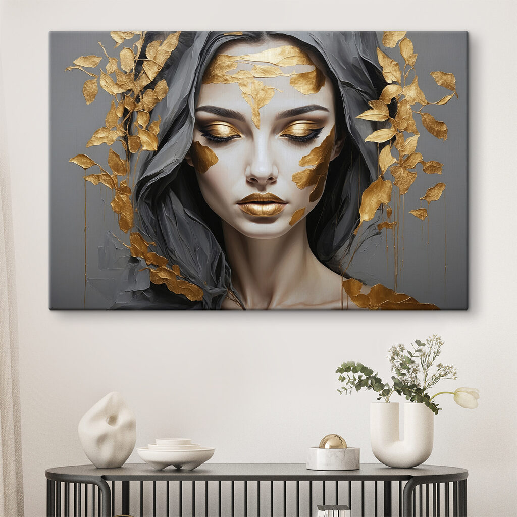 Visage entre feuilles d’or — intérieur 3