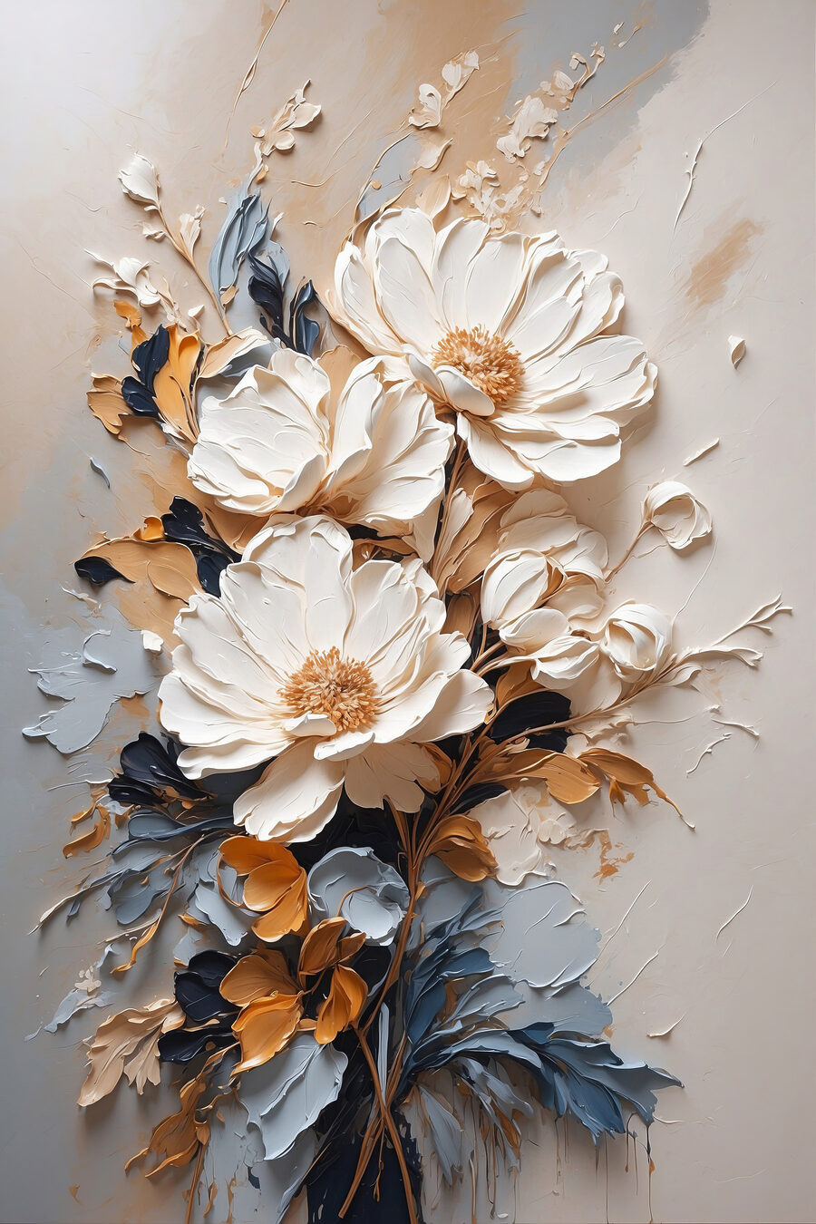 Fleurs en touches brisées — motif complet