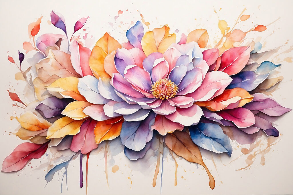 Fleur et éclaboussures — motif complet