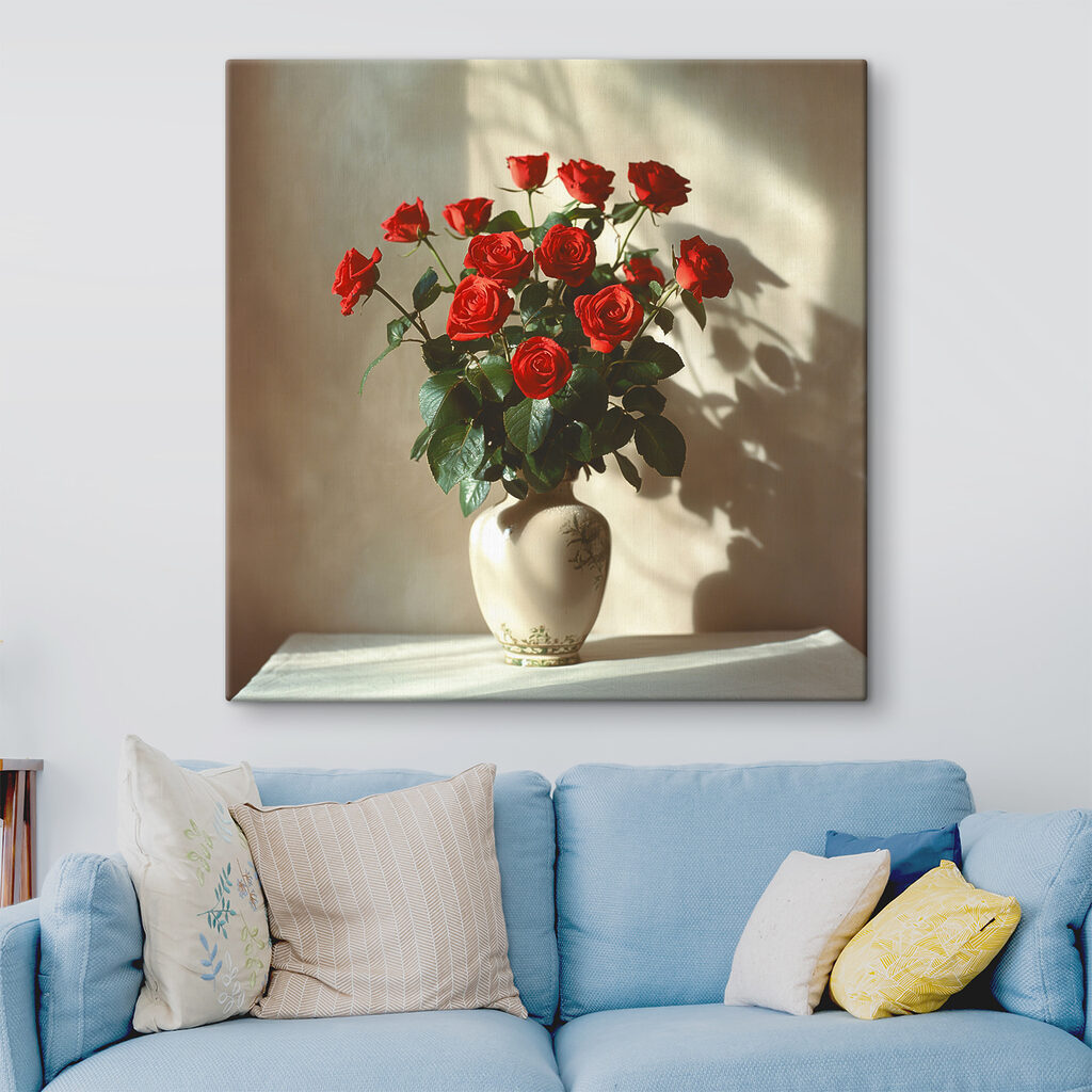 Vase de roses rouges — intérieur 1