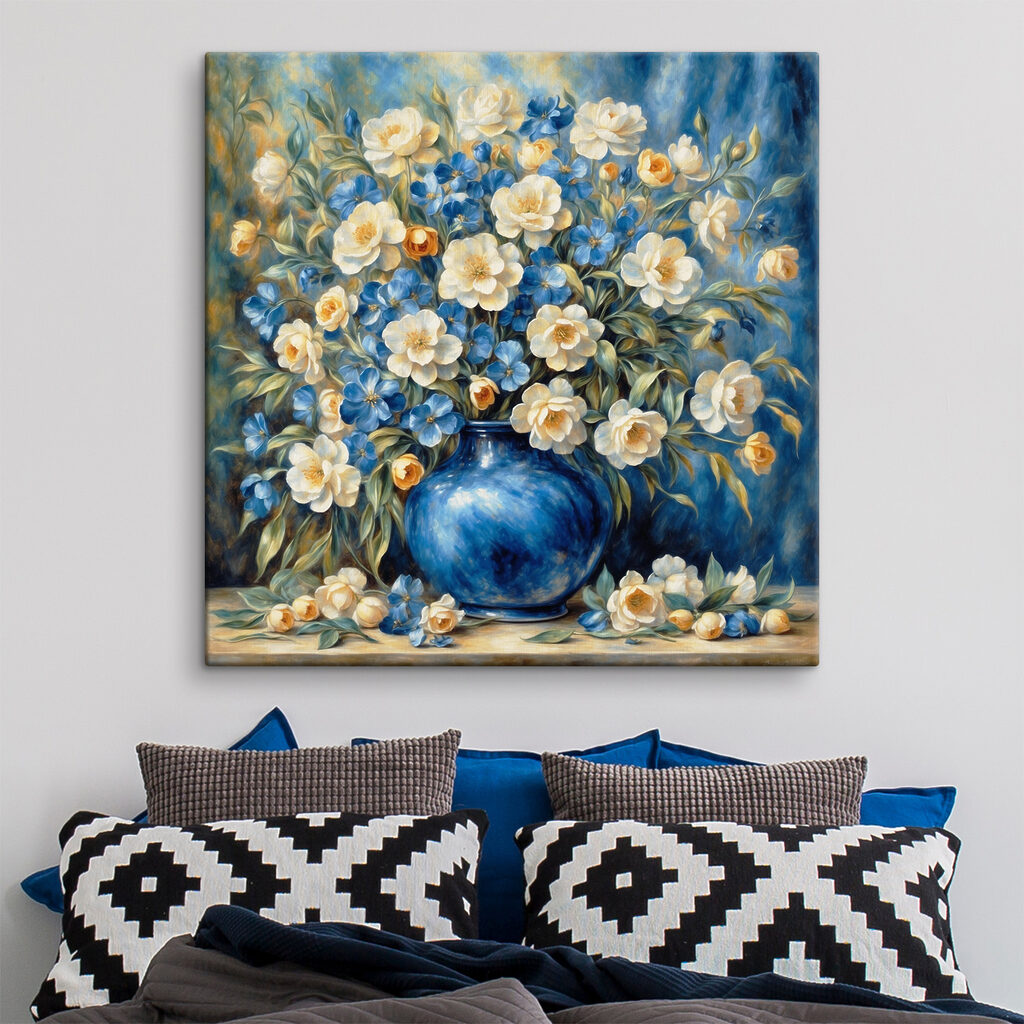 Bouquet au vase bleu — intérieur 2