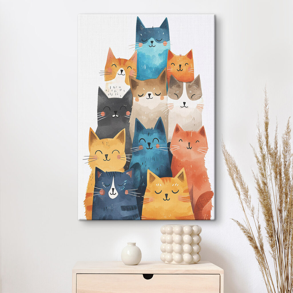 Une tour de chats dans un intérieur